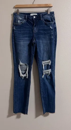 Women's Dark Blue Distressed Skinny Jeans by lovervet thumbnail 1