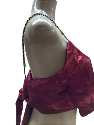 Just Polly New York Size Medium Spaghetti Strap Crop Top With Back Tie, Preloved thumbnail 2