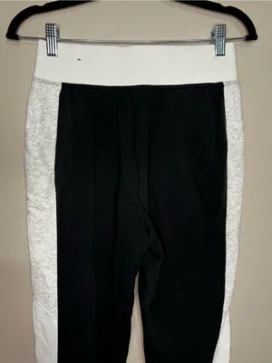 Nike Air Woman’s BB Black White Heather Colorblock HR Sweat‎ Pant Jogger Pants thumbnail 9