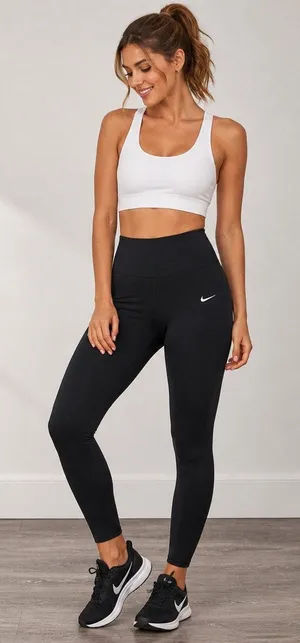 Nike Black Dri Fit High Rise Leggings Activewear Athletic Sz M thumbnail 1