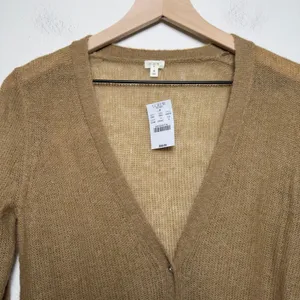 NEW J.‎ Crew Women Preppy Academia Wool Mohair Cardigan Sweater Brown Light thumbnail 2