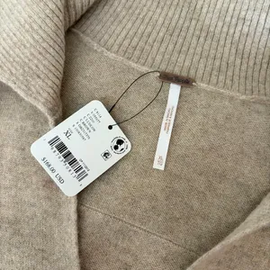 NWT!! FREE PEOPLE Eloura Cashmere‎ Henley Sweater Solid Light Brown Tan X-Large thumbnail 12