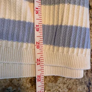 Talbots Sweater Cardigan - Raglan Sleeves Size L Large Baby Blue White Stripe thumbnail 7