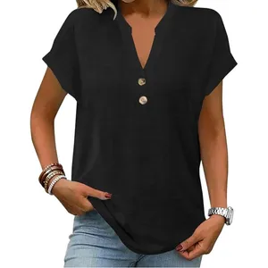 NWT ~ Women's Black Short Sleeve Rounded Bottom Casual Summer Blouse ~ MEDIUM thumbnail 1