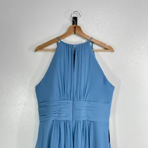 Azazie Bonnie Bridesmaid‎ Dress A16 Steel Blue Halter A-Line Floor-Length Maxi thumbnail 7