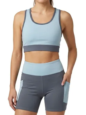 Parks Project Glacier Trail Blue Crop Top Sports Bra Bike Shorts Set XS NEW Tags thumbnail 1