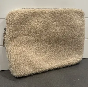 H&M Plush Shearling Zip Sherpa Computer Tablet Case Pouch- Cream (laptop bag) thumbnail 1