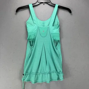 Lululemon Run Times Tank Top Size 4 Teal Built in Sports Bra Yoga Running Gym thumbnail 2