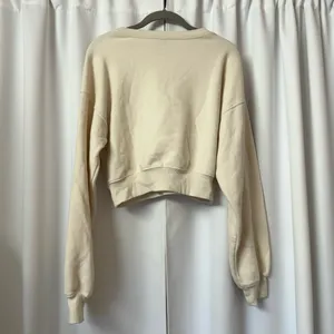 Cream Cropped Cotton Crewneck Sweatshirt Size Medium thumbnail 2