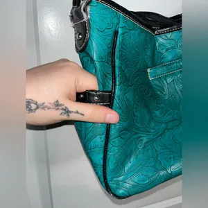 Tooled Leather Laser Cut Purse Feather Country Western Handbag Shoulder Bag thumbnail 8