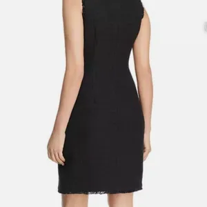 Karl Lagerfeld Paris Black Tweed Sheath Dress Size 6 Fringe Trim Pockets thumbnail 11
