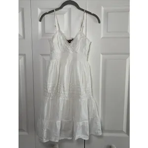 Speechless Swiss Dot Eyelet Tiered Sundress Womens Size S White Boho Cotton Y2K thumbnail 3