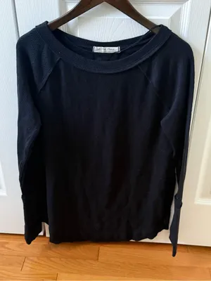 Free People Snowy Thermal Top in Black thumbnail 2
