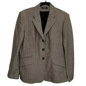 Chaps Herringbone Cream & Black‎ Button Front Blazer thumbnail 2