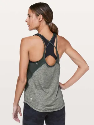 lululemon athletica Green and Gray Strappy Racerback Tank thumbnail 2