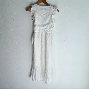 Lulus Something to See White Striped Ruffled Wrap Midi Dress XS thumbnail 7