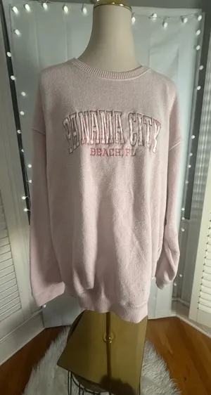 Pacifica Co Panama City Beach FL Pink Oversized Knit Sweater XL thumbnail 1