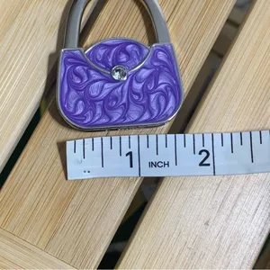 Purple purse shape Premium Foldable Handbag Bag Purse Hanger Table Hook Holder thumbnail 5