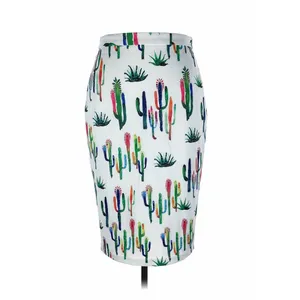 OVI Women White Multi Color Cactus Print Pencil Skirt‎ S2334 Size Small thumbnail 2
