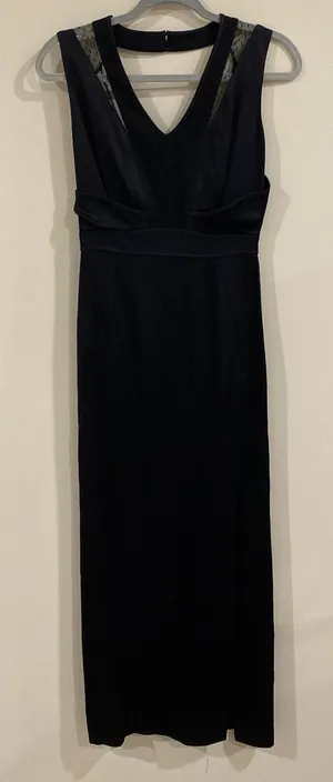 REISS Snares satin maxi dress size 0-Navy lace detail Minimalist Formal Classic thumbnail 1