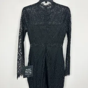 Lulus Appetite for Seduction Black Lace Long Sleeve Dress Party Gothic Small NWT thumbnail 9
