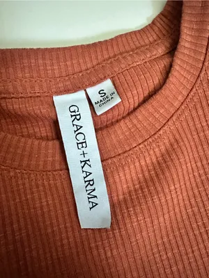 Grace + Karma Rust Burnt Orange Ribbed Flutter Sleeve Top Small Fall Boho thumbnail 4