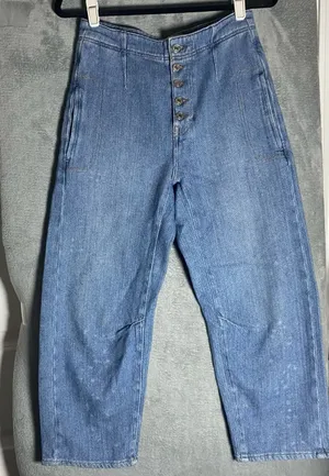 Free People Barrel High Fly Blue Jeans size 25 thumbnail 1