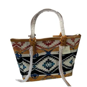Fossil Sydney Canvas Tote Purse Aztec Southwestern Boho Geometric Zip Top NWT thumbnail 10
