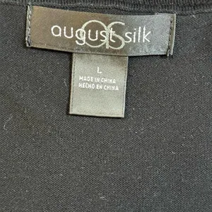 August Silk Solid Black Sleeveless Knit Top Size Large Minimalist Office Casual thumbnail 3