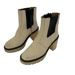 Free‎ People Boots 36.5 Tan Ankle Leather Block Heel Boho Festival thumbnail 4