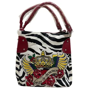 NEW Unbranded Faux Leather Zebra Print and Red‎ Big Patch Medium Hand Bag thumbnail 2