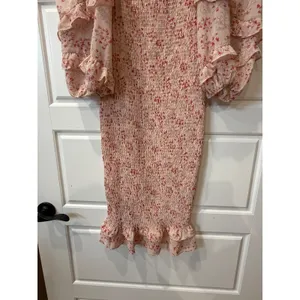 Petal + Pup Leia Pink Floral Smocked Midi Dress Tiered Ruffle Sleeve Size‎ 4 thumbnail 4
