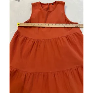Tiered Babydoll Mini Dress Burnt OrangeSleeveless 100% Cotton Size M thumbnail 6