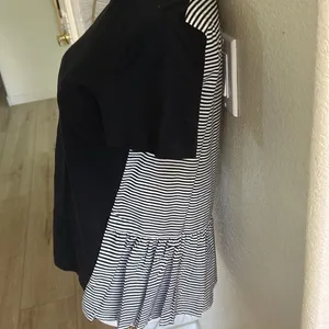 Kate Spade Black White Broome Street Striped Black Tee Shirt Top Small, NWT thumbnail 3