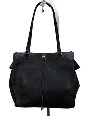 Rebecca Minkoff Black Pebble Leather Darren Tote Bag Large Shoulder Purse Lined thumbnail 1