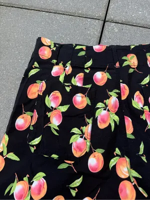 Anthropologie Maeve Colette Peach Print Wide Leg Pants Black 32 thumbnail 6