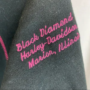 Harley Davidson Marion IL Black & Pink Zip Up Hoodie Jacket M thumbnail 4