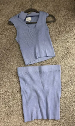 Cute Blue Crop Top And Skirt Set thumbnail 1