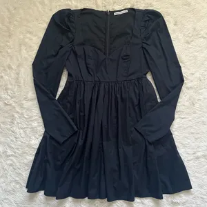 Abercrombie & Fitch Dress Long Sleeve Poplin Babydoll Mini Black Tall Sz MT thumbnail 1