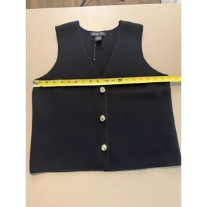 Rachel Zoe Women's Black Vest with Gold Buttons Large Thick Fabric Sleeveless L thumbnail 5