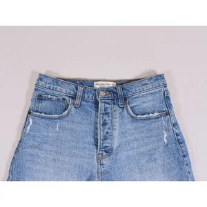Abercrombie & Fitch Dad Short High Rise Size 25(0) Blue Raw Hem Distressed Denim thumbnail 4