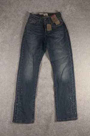 levis 501 curve jeans bedazzled designed jeans nwt 24x30 thumbnail 1