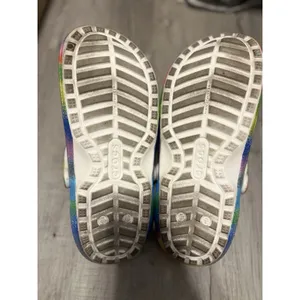 Crocs Classic Black Faux Fur Lined Tie‎ Dye Rainbow Clogs Shoes Slides M7 W9 thumbnail 5