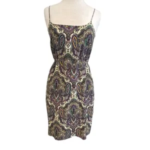 J.Crew 100% silk paisley print slip dress purple multi Coquette Fairy SIZE 2 thumbnail 5
