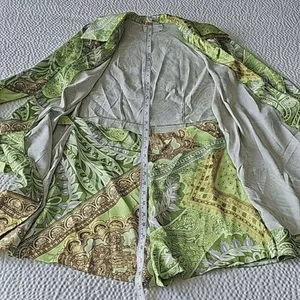 ASOS DESIGN -1014 heavy‎ satin wrap knot front romper green paisley size 4 thumbnail 14