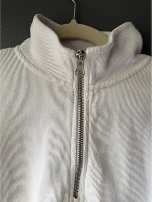 Aerie White Half-Zip Pullover Sweatshirt XS thumbnail 3