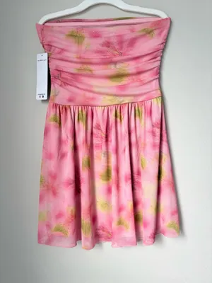 Madden Girl Pink Floral Strapless Mini Dress M NWT thumbnail 3