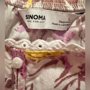 Sonoma Floral Banana Poplin Pajama Cami Tank Top Loungewear Tropical Coquette L thumbnail 8