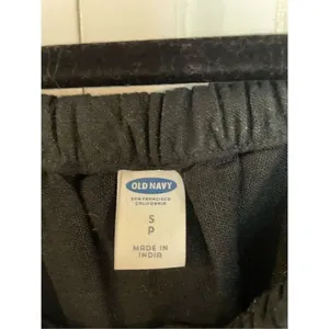 Old navy linen black ruffled neck eyelet hem dress small thumbnail 3