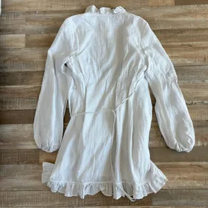Shona Joy Holden Wrap Dress White Gold Lurex Linen Size 6 thumbnail 7
